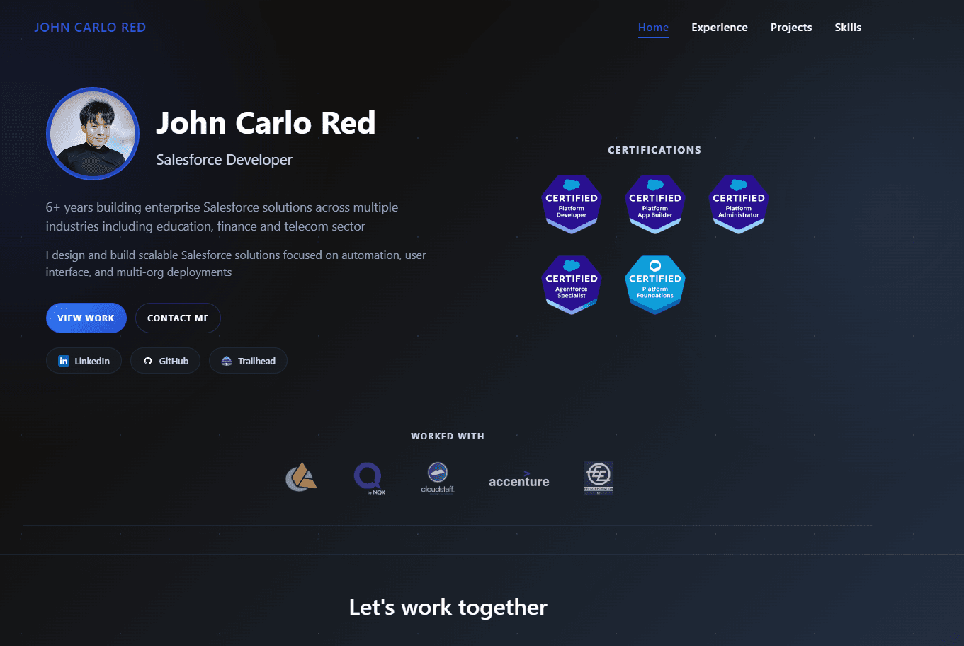 Salesforce Portfolio Website preview